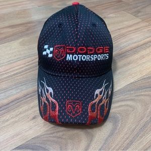 Dodge Motorsports Double Flame Hat Ram Logo Adjustable Strap Back Hat Adult